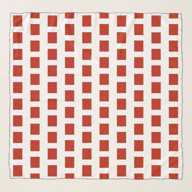 Red Checks Bold Geometric Pattern Scarf (Front)