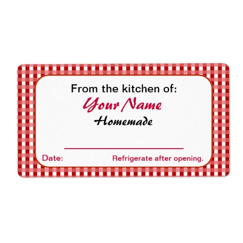 Red Checks Personalized Pickle Canning Jar Labels