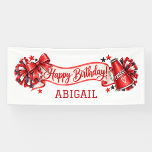 Red Cheer Personalized Name Birthday Party Banner