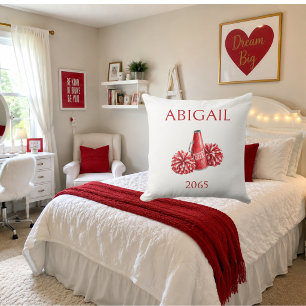 Red Cheer Personalized Name & Year Throw Pillow