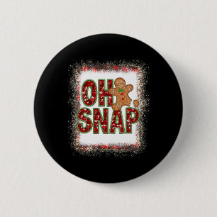 Red Cheerful Sparkly Oh Snap Gingerbread Christmas Button