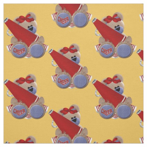 Red Cheerleader Bear Fabric