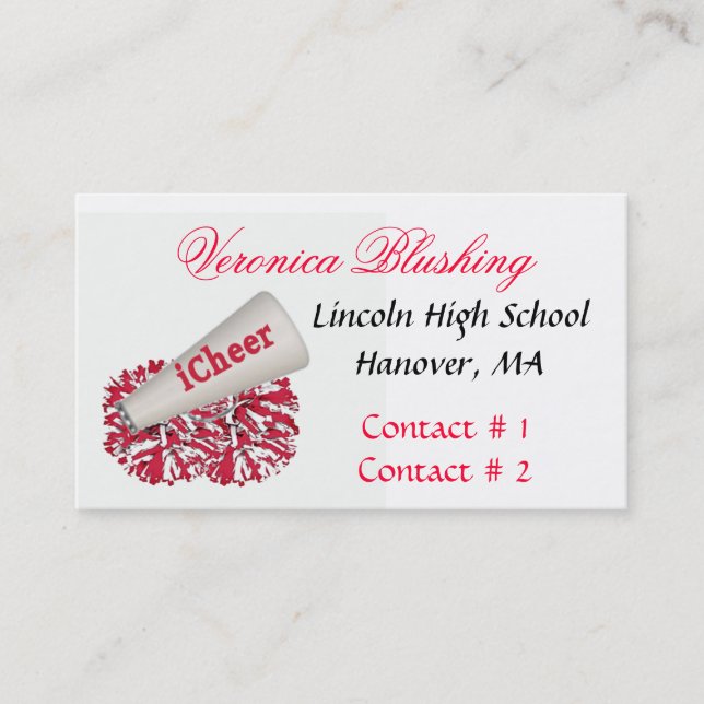 Red Cheerleader Business / Calling Card (Front)