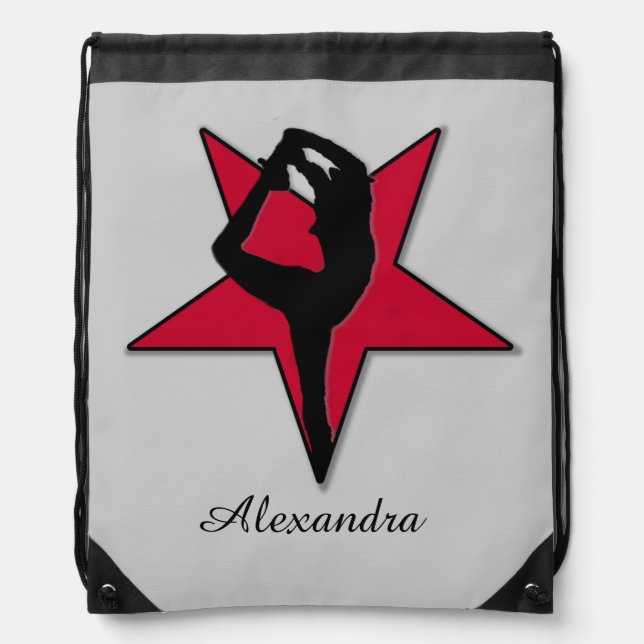 Red cheerleader cinch sack drawstring bag (Front)
