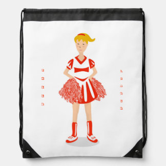 Red Cheerleader Drawstring Bag