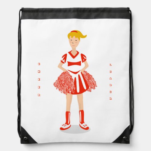 Red Cheerleader Drawstring Bag