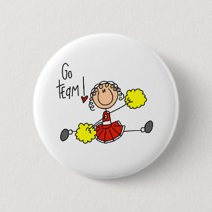 Red Cheerleader Pinback Button