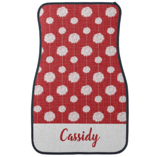 Red Cheerleader Pom Pom Pattern Car Floor Mat