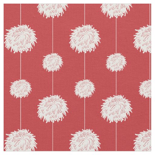 Red Cheerleader Pom Pom Pattern Fabric