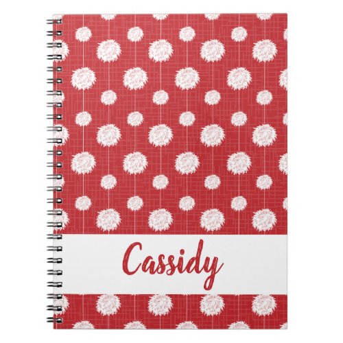 Red Cheerleader Pom Pom Pattern Notebook