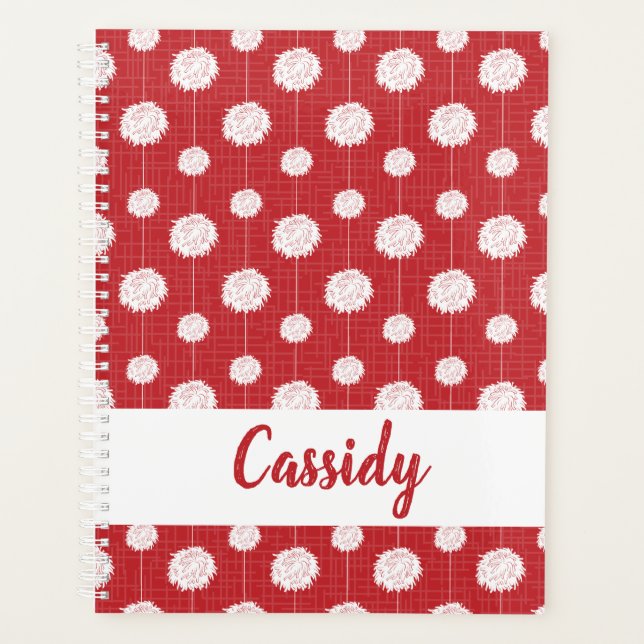 Red Cheerleader Pom Pom Pattern Planner (Front)