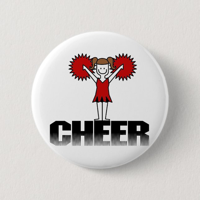 Red Cheerleader T-shirts and Gifts Button (Front)