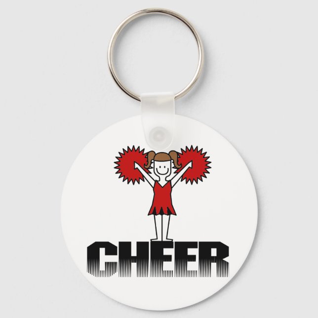 Red Cheerleader T-shirts and Gifts Keychain (Front)