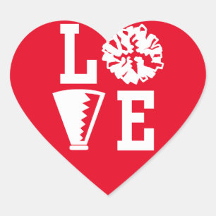 Red Cheerleaders Love Heart Sticker