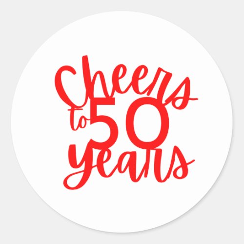 Red Cheers to 50 Years Sticker