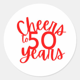 Red Cheers to 50 Years Sticker