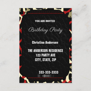 Red Cheetah Birthday Invitation