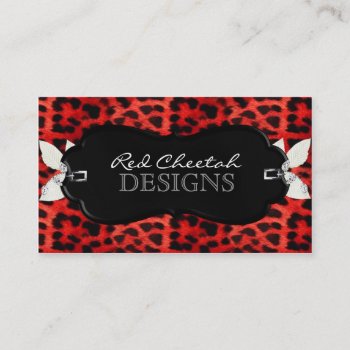 Red Cheetah Business Card by kellyannt at Zazzle