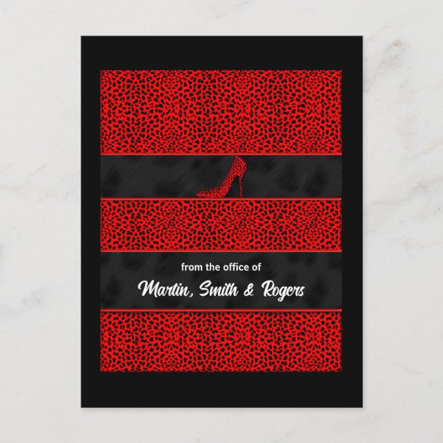 Red Cheetah Print Personalized Postcard (Front)