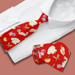 Red Chef Theme Pattern Tie<br><div class="desc">The men's tie features a delightful pattern inspired by chef equipment, making it a thoughtful gift to present to a father or grandfather who has a passion for cooking or is a professional chef. The design showcases a variety of chef-related symbols and tools, such as chef hats, cooking utensils, whisks,...</div>