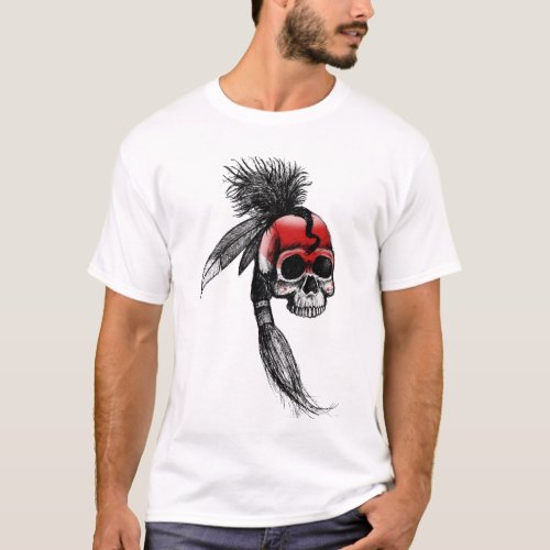 Red Cherokee Skull T_Shirt