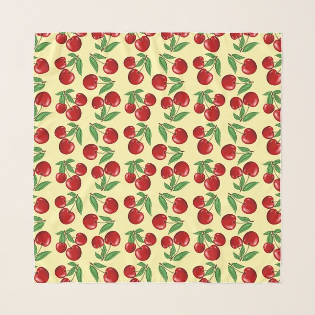 Red Cherries All Over Pattern Custom Scarf (Front)