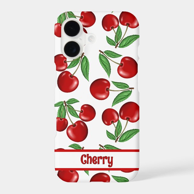 Red Cherries All Over Pattern Personalized iPhone Case (Back)