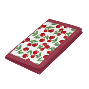 Red Cherries All Over Pattern Tri-fold Wallet