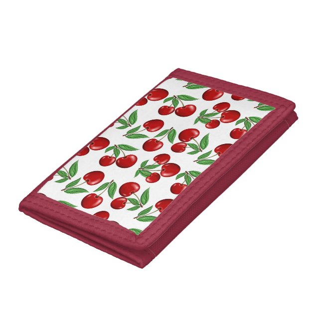 Red Cherries All Over Pattern Tri-fold Wallet (Bottom)