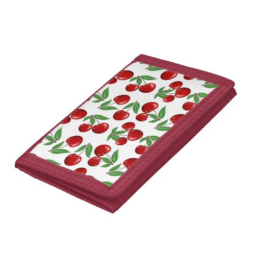Red Cherries All Over Pattern Trifold Wallet