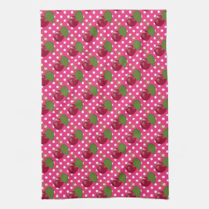 Red Cherries and Dots Pattern Cute Kitchen Towel