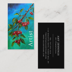Red Cherries at Summer Dawn Painting by Alfred Fox Business Card