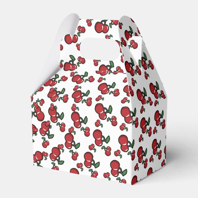 Red Cherries Birthday Party Favor Boxes (Front Side)