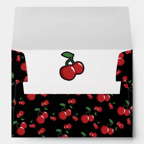 Red Cherries Black or White Party Invitation Envelope