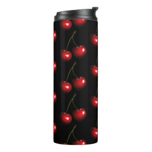 Red Cherries Black Thermal Tumbler Choose Color