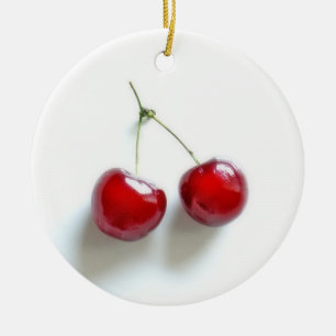 Red Cherries Ceramic Ornament