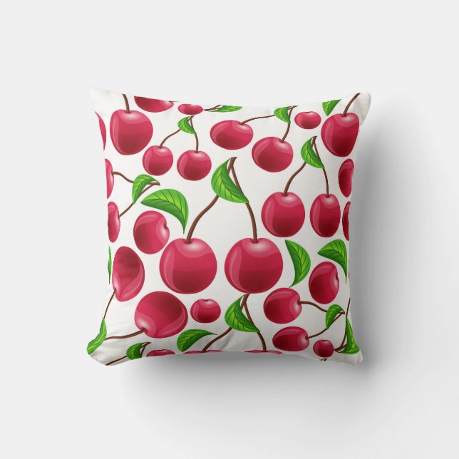 Red Cherries Cherry Print Throw Pillow (Front)