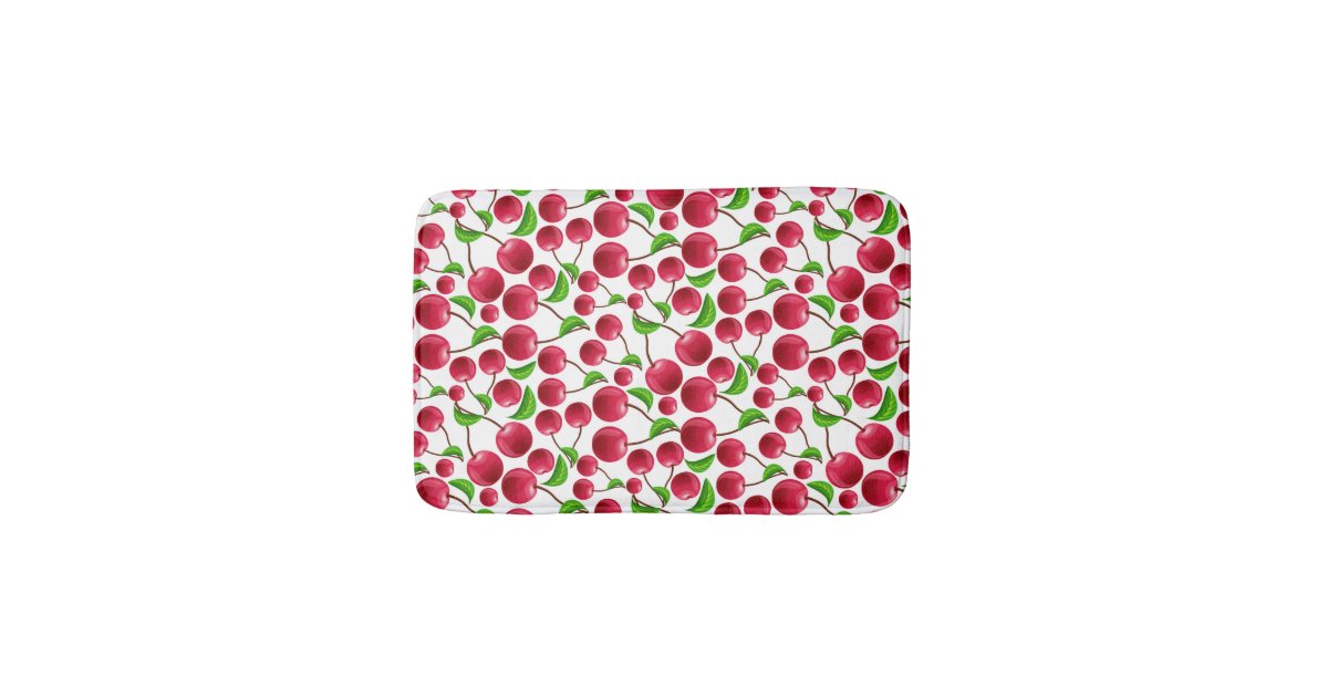 Red Cherries Cherry Retro Vintage Style Bath Mat Zazzle
