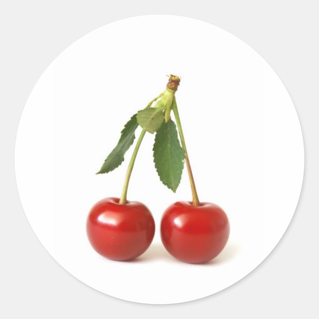 Red Cherries Classic Round Sticker (Front)