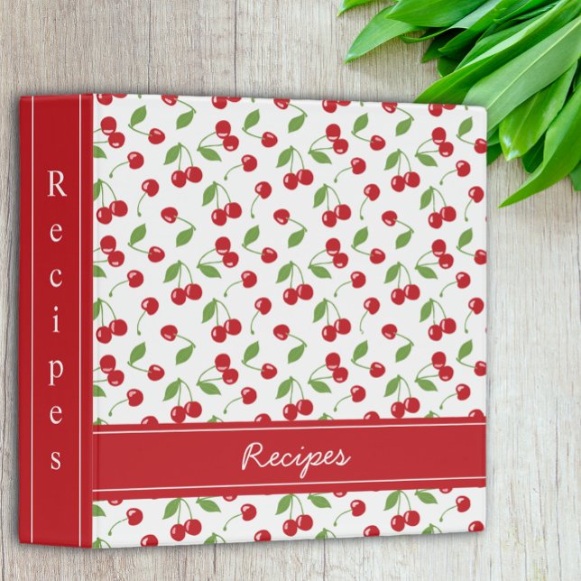 Red Cherries Coquette Retro Recipe 3 Ring Binder (Creator Uploaded)