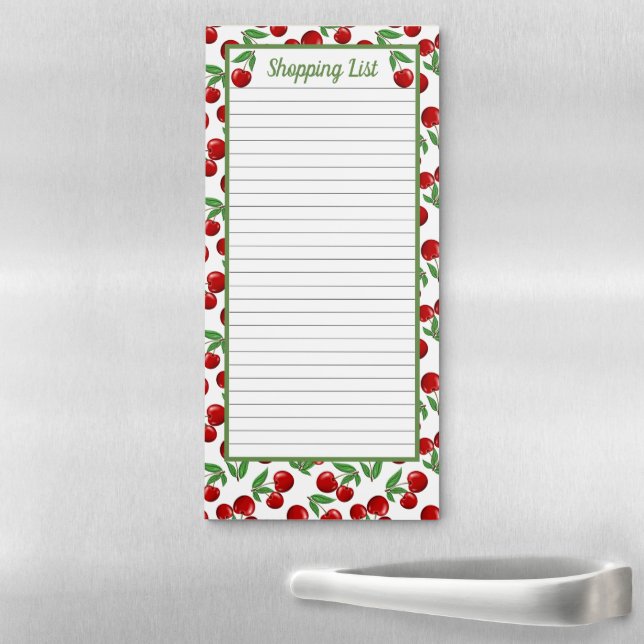 Red Cherries Cute Personalized Magnetic Notepad (In Situ)