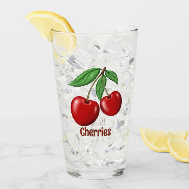 Red Cherries Design Personalized Glass (Front Ice)