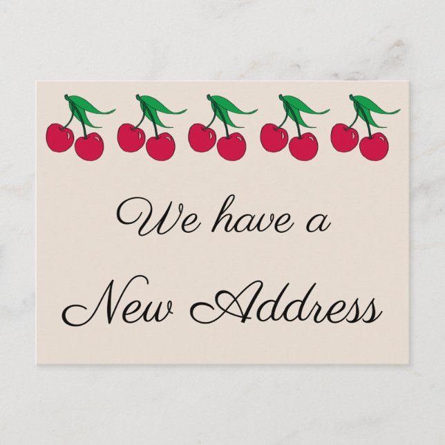 Red Cherries for New Home Announcement Postcard (Front)