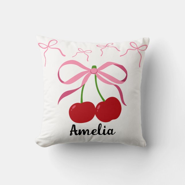 Red Cherries fruit pattern  Throw Pillow (Front)