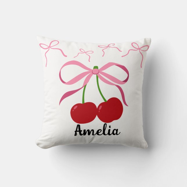 Red Cherries fruit pattern  Throw Pillow (Front)