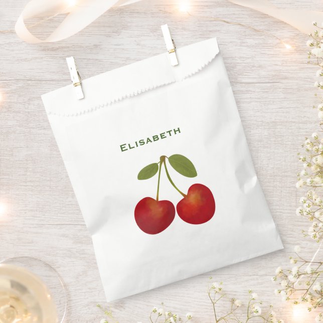 Red cherries fruit personalize name   favor bag (Clipped)
