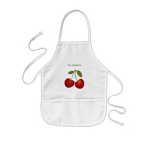 Red cherries fruit personalize name kids apron