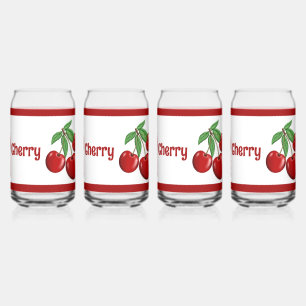 Red Cherries Fruit Personalized Can Glass