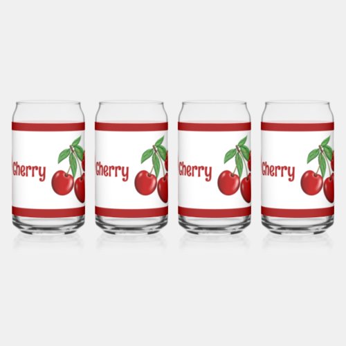 Red Cherries Fruit Personalized Can Glass