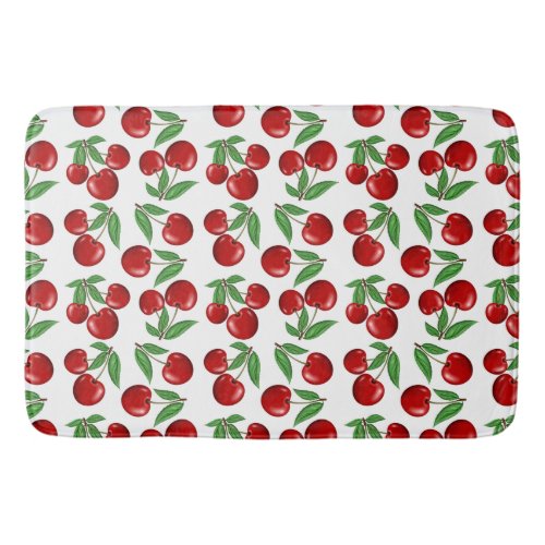 Red Cherries Graphic All Over Pattern Bath Mat